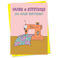 "Hugs & Stitches on your birthday" Quilter Birthday Card #BTY018