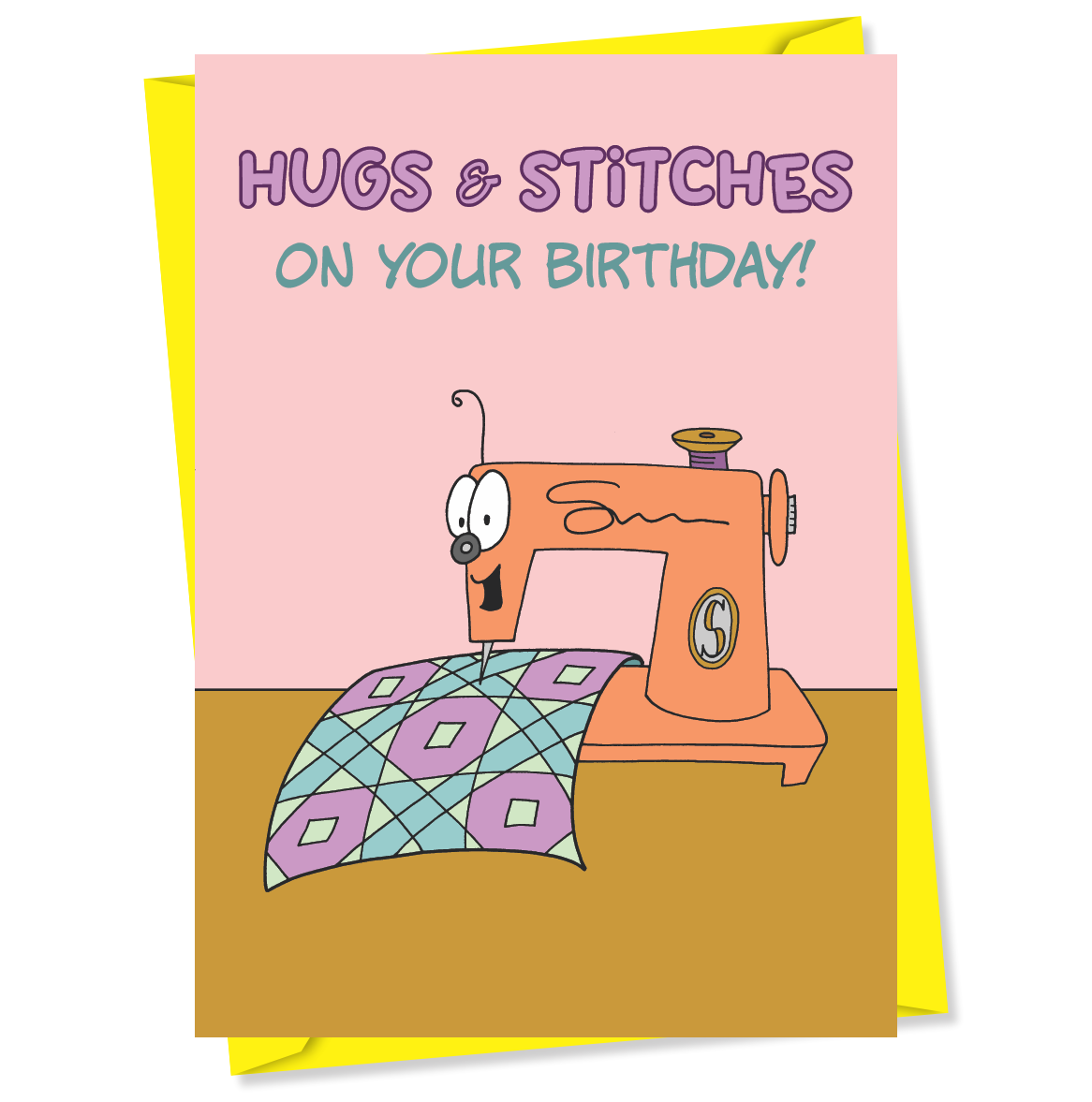 "Hugs & Stitches on your birthday" Quilter Birthday Card #BTY018
